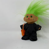 Russ Halloween 3" Troll Doll in Cat Costume with Trick or Treat Bag Green Hair