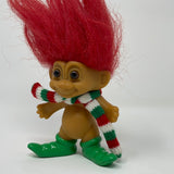 Russ Troll Doll with Red Hair and Green Shoes and Scarf 3 inches