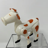 Fisher Price Little People Farm White Cow Brown Spots Vintage Poseable 4"