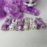 Kitty Surprise Plush Purple Mama Cat and Six Kitten Plushies