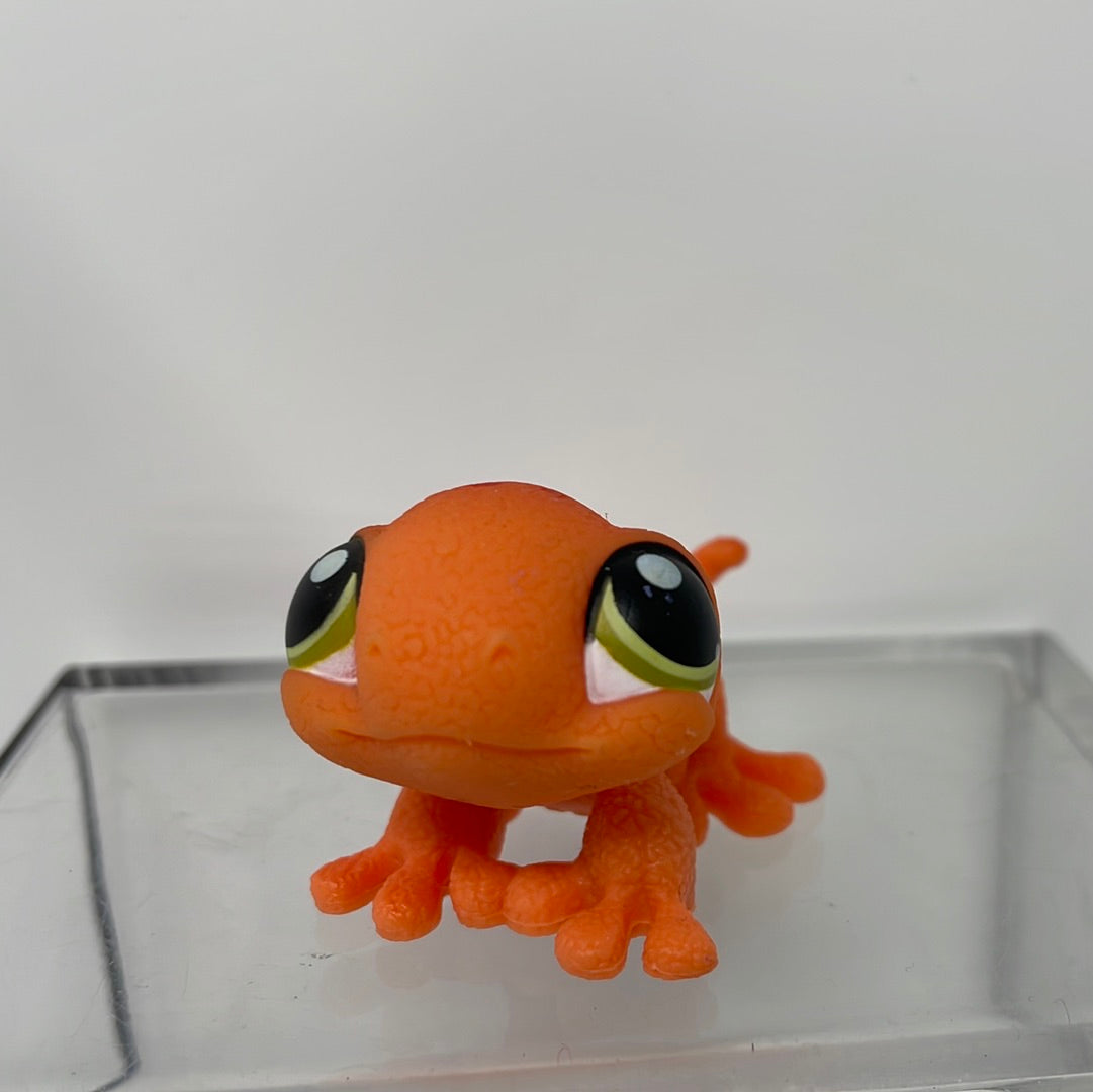 LPS Littlest Pet Shop Scaled Gecko Lizard Orange Red # 326 Green Eyes –