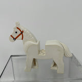 Lego Animal White Horse Black Eyes With Brown Bridle Patter