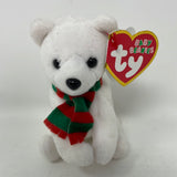 Ty Baby Beanies 2009 "ALPINE" the White Polar Bear Plush Christmas Holiday - 4"