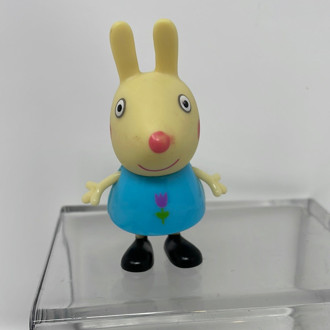 Peppa Pig Figure Rebecca Rabbit Blue Dress With Purple Tulip Flower shophobbymall