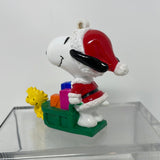 Snoopy Woodstock Sleigh Christmas Ornament PVC UFC Peanuts United Feature Schulz