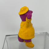 Vintage Barney the Dinosaur Rain Coat PVC Figure Cake Topper 1993 Lyons 2.5” Inches