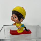 Sekiguchi Monchhichi Monchichi 1979 PVC Figure Boy Monkey Skiing Loose!