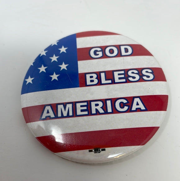 God Bless America Flag Button Patriotic USA Union Made Tigereye Design OH