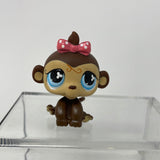 Littlest Pet Shop LPS Baby Monkey Girl With Bow Brown, Blue Eyes Hasbro  #714