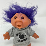Vintage Troll Doll 5" Dam Norfin 1980’s Born to Bowl Purple Hair 80s