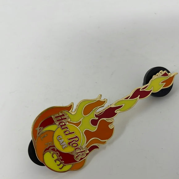 Hard Rock Cafe' All Access Orange and Red Flaming Guitar Pin