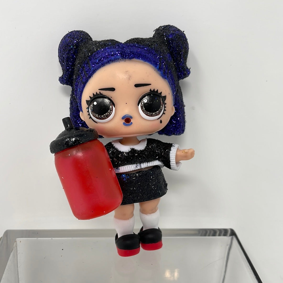 LOL Surprise Doll Blue and Black Glitter Hair and Black Glitter