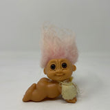 VINTAGE RUSS 2" CRAWLING BABY TROLL Pink Hair
