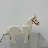 Lego Animal White Horse Black Eyes With Brown Bridle Patter