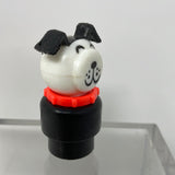 Vintage Fisher-Price Little People dog Lucky Dog black & white red Collar