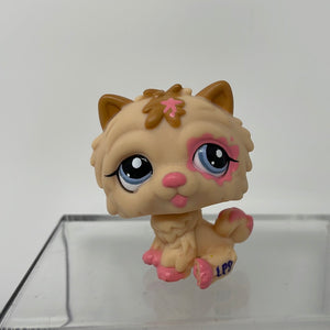 Littlest Pet Shop #2304 Chow Chow Puppy Dog Beige Brown Pink Blue Dot Eyes