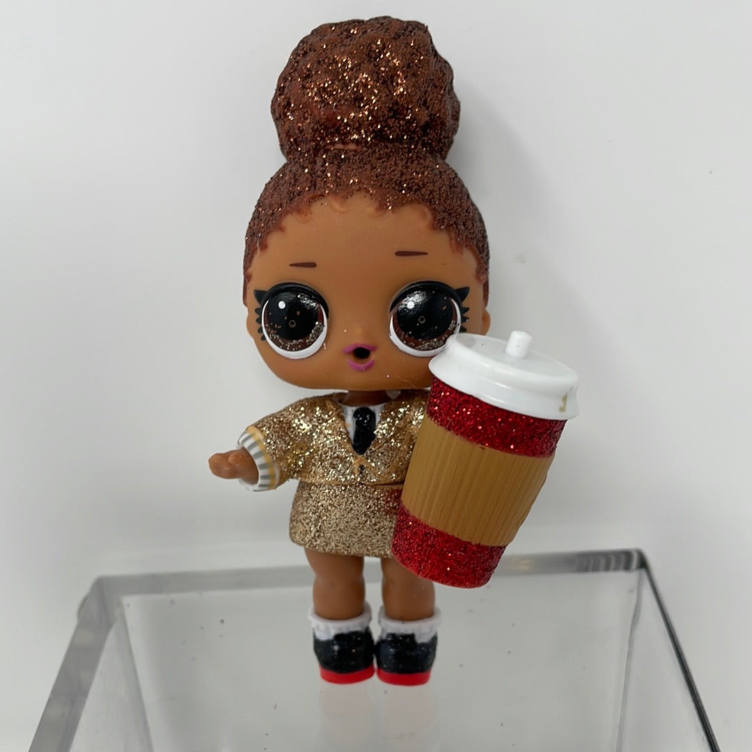 LOL Surprise Doll Brown Glitter Hair with Golden Glitter Suit