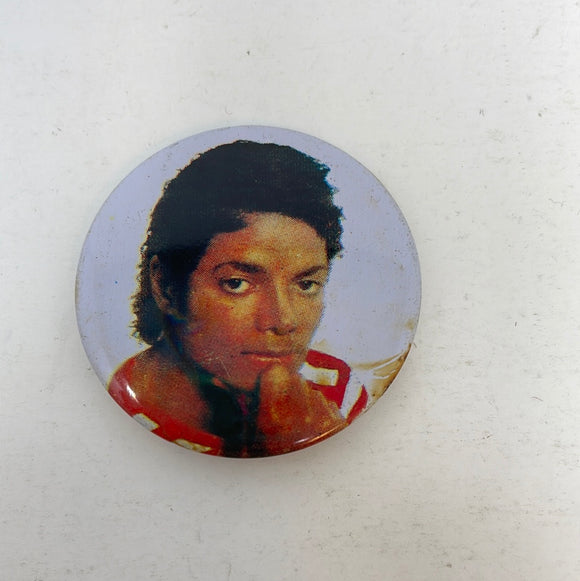 Michael Jackson 1980’s Vintage Pinback Button Pin Red & White Striped Shirt