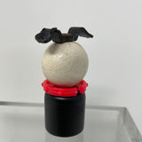 VTG Fisher Price Little People Wooden Black White Dog Red Collar w/ Rivet