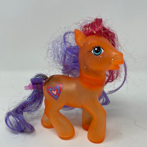 MLP My Little Pony G3 Clear Glitter Orange Pony With Heart Cutie Mark