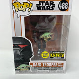 Funko Pop! Star Wars EE Exclusive GITD Dark Trooper With Grogu 488