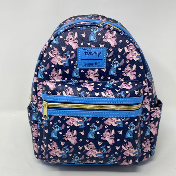 LOUNGEFLY Lilo & Stitch Angel & Stitch Hearts Mini-Backpack Entertainment Earth Exclusive