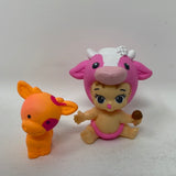 Twozies Figures Pink Cow Baby and Orange + Pink Cow Pet