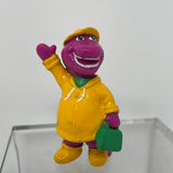 Vintage Barney the Dinosaur Rain Coat PVC Figure Cake Topper 1993 Lyons 2.5” Inches
