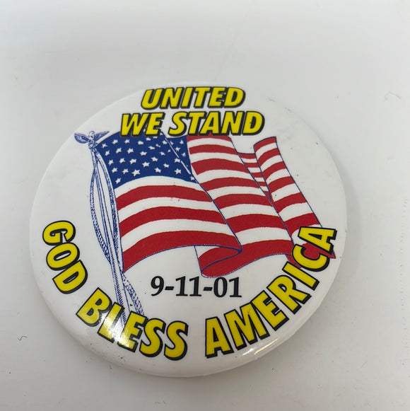 United We Stand 9-11-01 God Bless America American Flag Pin