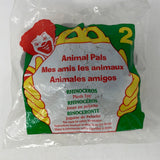 1997 McDonalds Happy Meal Animal Pals 2 Rhinoceros New in Package