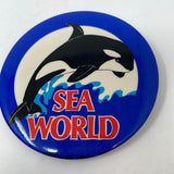 VINTAGE 1975 SEA WORLD INC. SEA WORLD WHALE PIN BACK 2.75 INCHES ORIGINAL