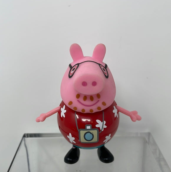 Peppa Pig Daddy Pig Red Floral Shirt Camper Camera Van House Figure