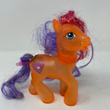 MLP My Little Pony G3 Clear Glitter Orange Pony With Heart Cutie Mark