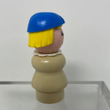 Fisher Price Little People Vintage Toys TALL STEWARDESS Tan Dress Blue Hat
