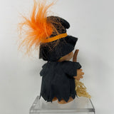 Russ Witch Troll Orange Hair 6" W/Hat  And Broomstick Toy Doll