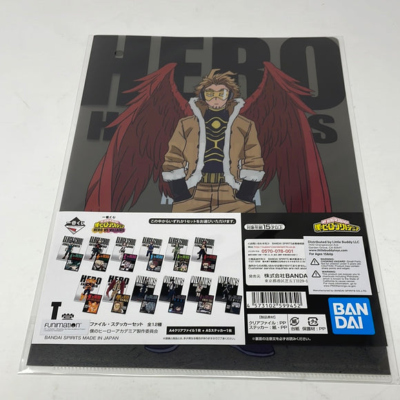 My Hero Academia Hero Vs Villans Ichiban Kuji Clear File And Sticker Hawks