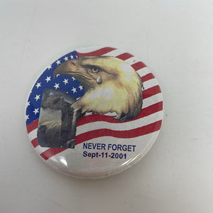 Never Forget Sept. 11, 2001 Eagle & Twin Towers Button