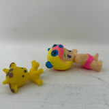 Twozies Figures Blue, Yellow and Pink Panda Baby and Yellow Giraffe Pet