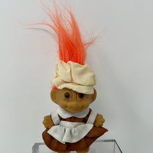 Russ Troll Doll 3" Orange Hair Pilgrim Girl Thanksgiving Holiday