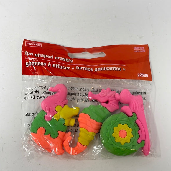 Staples Fun Shaped Erasers Puzzle Animals