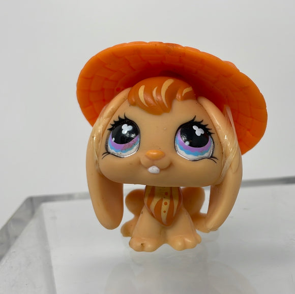 LPS Littlest Pet Shop 480 Orange Bunny Floppy Ears Purple/Pink Clover Eyes