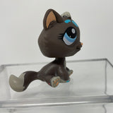 LPS Littlest Pet Shop 815 Grey Cat With Blue Hearts Light Blue Dot Eyes