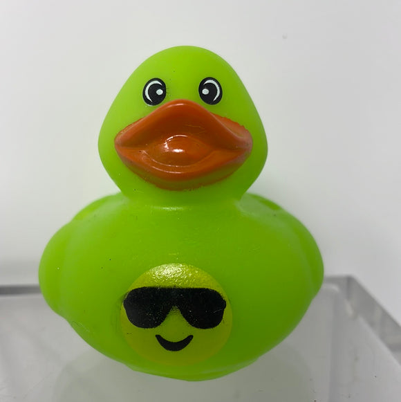 Green Rubber Duck with Smiley Face