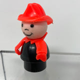 Vintage Fisher Price Little People FIREMAN FIREFIGHTER Red Hat & Collar Plastic