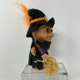 Russ Witch Troll Orange Hair 6" W/Hat  And Broomstick Toy Doll