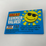 Vintage 1996 US Olympic Team Visa pin pinback Great Summer Values 3.5"x2.5"