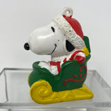 Vtg SNOOPY as SANTA w/Sleigh & WOODSTOCK Christmas PVC Figure Ornament Whitman's