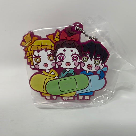 Gashapon Demon Slayer Chara Banchokou Kuno-Type Yukaku Hen Rubber Keychain Zenitsu, Tanjiro and Inosuke