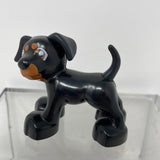 Lego Duplo Figure Dog Black with Brown Face Doberman Rottweiler Minifigure Fig