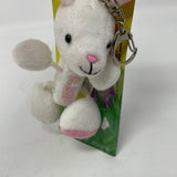 Pez Plush White Easter Bunny Keychain & Candy Dispenser embroidered spell out